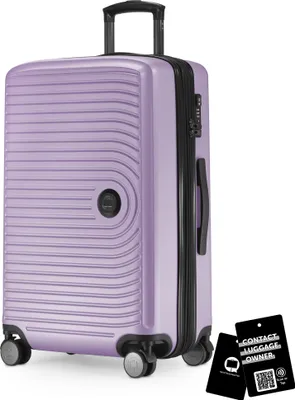 Produktbild von Mitte - mittelgroßer Koffer + digitaler Namensschild, erweiterbarer Reisekoffer Check-In Gepäck Rollkoffer 90L Gurtmaß 158 cm Doppelrollen Trolley TSA,Flieder