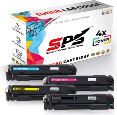 A box of toner cartridges with several cartridges displayed in front of it.