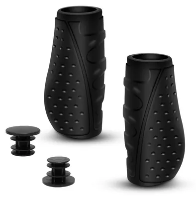 Obrázok produktu pre Ergonomické riadidlové gripy na bicykel, protišmykové, TPR guma, čierna, priemer 22,2 mm, dĺžka 90 mm + 90 mm