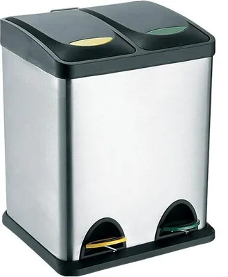 Obrázek produktu pro ODPADKOVÝ KOŠ 41x30x41cm, 16l, stříbrná, černá, nerez, plast