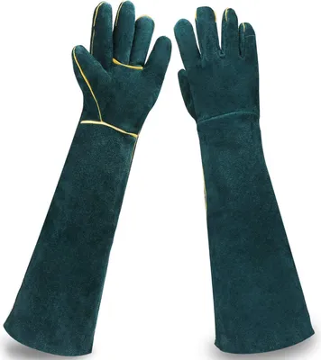 Produktbild von Handschuhe zum Umgang mit Tieren, bissfester Reptilienschutzhandschuh, Handschuhe zum Umgang mit Schlangen aus Rindsleder, biss- und kratzfeste, lange Hundetrainingshandschuhe für Haustiere, Katzen, Eidechsen, Vögel, Papageien