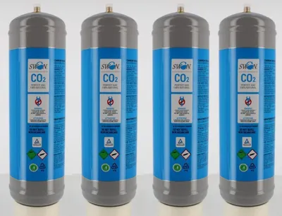 Immagine prodotto di Bombole CO₂ Monouso 1200 gr | Attacco M11x1 Compatibile con la Maggior Parte dei Gasatori | Per Acqua Frizzante | Acciaio Inox/Alluminio | Non Ricaric