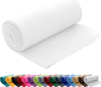 Produktbild von wometo Polar Fleecedecke 130x160 OEKO-TEX ca. 400g Gewicht, mit Antipilling & Kettelrand - Farbe weiß
