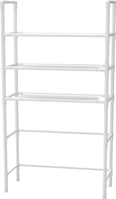 Zdjęcie produktu dla 3-poziomowy regał do przechowywania nad pralką, zajmujący niewiele miejsca metalowy organizer łazienkowy, wolnostojący nad regałem na pralkę i suszarkę do łazienki/toalety/pralni