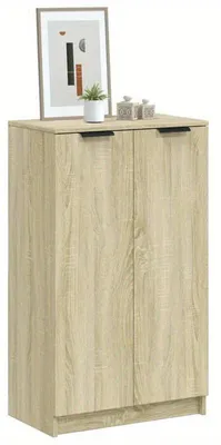Image de Armoire à chaussures – Rangement à chaussures – Meuble de rangement – Banc à chaussures – Armoire en bois – 59 x 35 x 100 cm – Avec 2 tiroirs