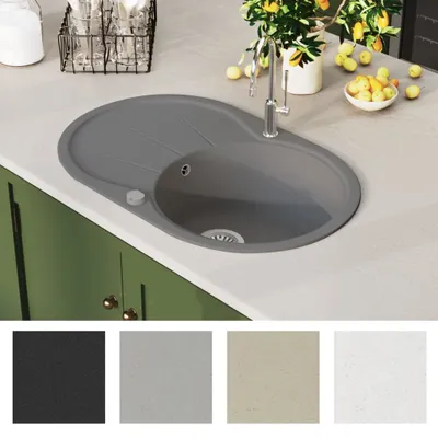 Produktbild von "im Diskont"Granitspüle Einzelbecken Oval Grau - Spülen DEMöbel33155