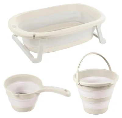 Produktbild von Dolu Relax Beige 3-teiliges faltbares Badeset