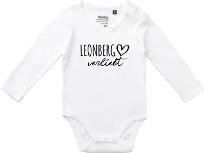 Produktbild von Huuraa Baby Body Leonberg verliebt 68 White  Baumwolle Fairtrade Langarmbody Geschenkidee