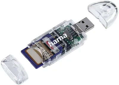 Produktbild von Hama 8in1 SD/MicroSD Card Reader, microSDHC, miniSDHC, 480 Mbit/s, 180 mm, 140 mm, 15 mm, 59 g