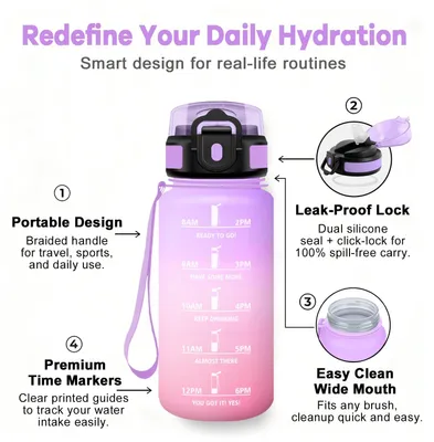 Produktbild von Trinkflasche 500ml mit Strohhalm, kohlensäuregeeignet, Wasserflasche für
