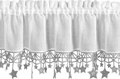 Produktbild von EUROFIRANY | Scheibengardine - Bistrogardine - weiß mit silbernen Sternen - 30 x 150 cm - Weihnachtsvorhang
