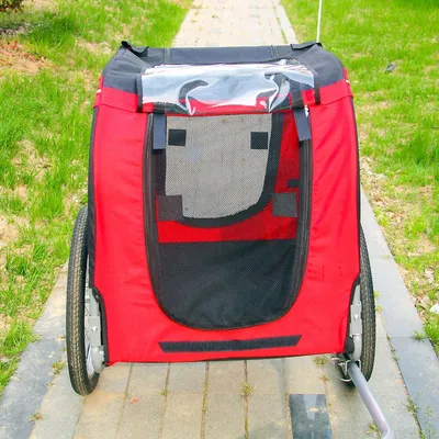 Produktbild von Hunde-Fahrradanhänger mit Sicherheitsvorrichtungen, Fliegengitter und Regenhaube
