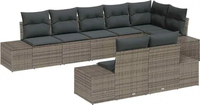 Produktbild von vidaXL Gartensofa-set 8 stk. Grau Poly Rattan