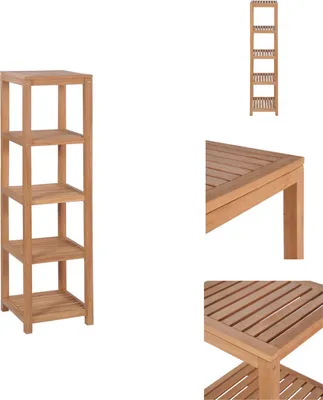 Productafbeelding van vidaXL Badkamerplank met 4 niveaus, massief teakhout, 42x42x165 cm - Boekenkasten