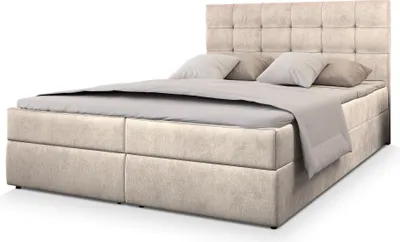 Produktbild von Masseno Boxspringbett GLOS M 180x200 cm Komplett-Set mit Bonell Matratze und Topper, Polsterbett mit Bettkästen -Beige, MONOLITH 04