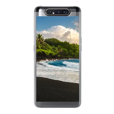 Produktbild von MuchoWow® Handyhülle Schutzhülle Hülle für Samsung Galaxy A80 Ein schwarzer Sandstrand auf Hawaii Silikon Softcase Handy Hülle - Schutzdeckel