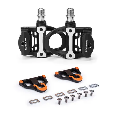 Produktbild von ROCKBROS Carbon Klickpedale SPD Rennradpedale 9/16 Zoll rutschfest mit Titanachse inkl. Cleats Schwarz