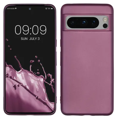 Produktbild von kwmobile Handyhülle für Google Pixel 8 Pro Hülle - Silikon Case metallisch schimmernd - Schutzhülle Cover - Metallic Lavendel