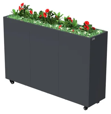 Produktbild von Zelsius Hochbeet verzinkter Stahl mit Rollen 120 x 30 x 80 cm, Anthrazit RAL 7016, Pflanzkübel