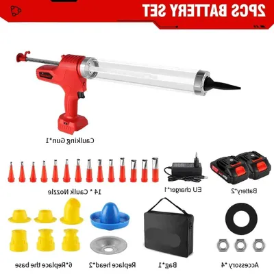 Immagine prodotto di Pistola per cartucce - Pistola erogatrice elettrica - Pistola per cartucce a batteria - 10000 N di forza - 6 velocità - 2 batterie
