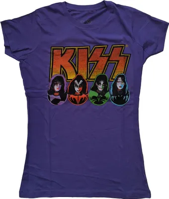 Produktbild von Kiss Logo, Faces & Icons Purple S Damen T-Shirt