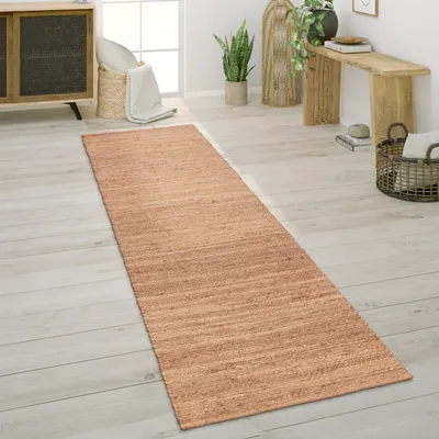 Image de Tapis de salon en fibre naturelle jute fait main motif abstrait moderne dimensions 80 x 150 cm