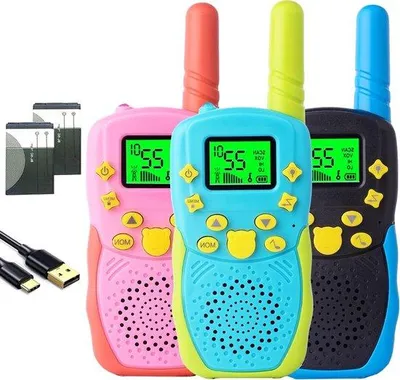 Obrázek produktu pro Dálková 2kanálová vysílačka s 8 kanály, lithiovou baterií a LCD displejem pro děti