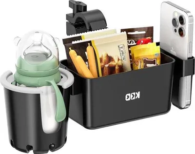 Image de Accessoire 3-en-1 pour poussette avec support pour téléphone et porte-snacks