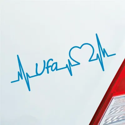 Produktbild von Auto Aufkleber UFA Herz Herzschlag 19x7 cm Hellblau Sticker Heckscheibenaufkleber