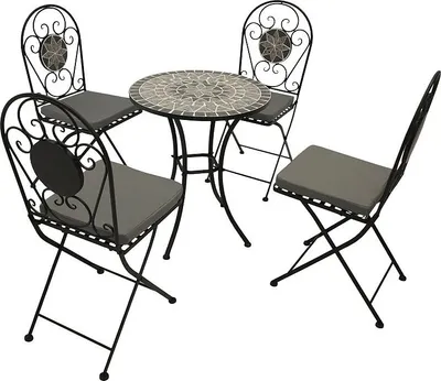 Produktbild von Bistroset Gartenset 5-teilig Eisen + Mosaik grau