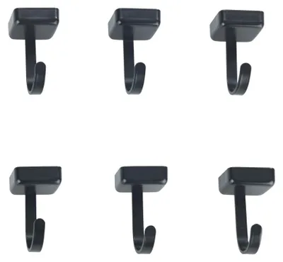 Produktbild von WENKO 6er Set Magnethaken Jet in Schwarz 2 x 3,9 x 2 cm