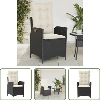 Produktbild von The Living Store Gartensessel Verstellbar mit Kissen Schwarz Poly Rattan