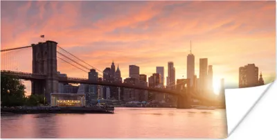 Produktbild von MuchoWow® Poster Sonnenuntergang über der Brooklyn Bridge in New York 120x60 cm - Bild