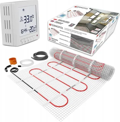 Produktbild von Termofol Set Heizmatte mit Thermostat - Elektrische Fußbodenheizung fur Badezimmer, Wohnzimmer und Küche - Heizfolie mit Heizkraft 150W/m2 - Oberfläche 0,5 m² - H2 Weiß