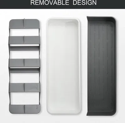 Image de Rangement de tiroir de cuisine pour couverts, gris, en plastique