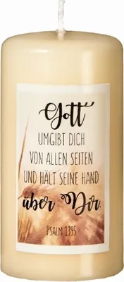 Produktbild von Gedenkkerze, Trauerkerze "Gott umgibt dich" 12 x 6 cm in Champagner