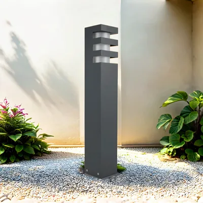 Immagine prodotto di Luce da esterno antracite H: 50 cm angolare E27 IP54 a basso abbagliamento resistente alle intemperie luce sentiero luce dissuasore da esterno giardino vialetto
