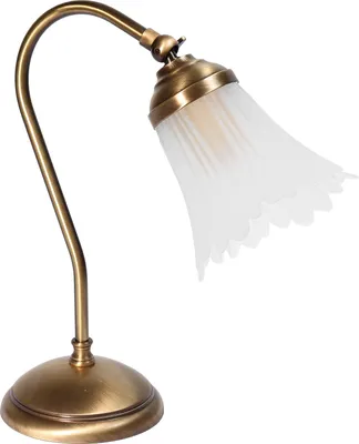 Produktbild von Schreibtischlampe 30 cm E14 Bronze Glas Messing Floral Tischleuchte