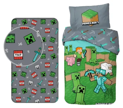 Produktbild von Minecraft-Schlafzimmer-Set; Bettbezug und Bettlaken