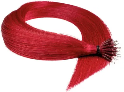 Produktbild von hair2heart Premium Nanoring Extensions Echthaar glatt - 25 Strähnen 0.8g 50cm 0/44 rot intensiv