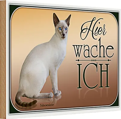 Produktbild von Holzschild Katze 30x20cm Balinesenkatze hier wache ich
