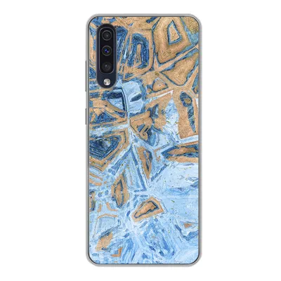 Produktbild von MuchoWow® Handyhülle Schutzhülle Hülle für Samsung Galaxy A50 Marmor - Farbe - Gold - Blau Silikon Softcase Handy Hülle - Mobiltelefonhülle
