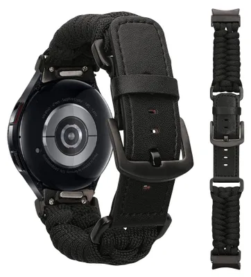 Produktbild von kwmobile Ersatzarmband geflochten kompatibel mit Samsung Galaxy Watch 4 / 5 / 6 Galaxy Watch 7 / FE Armband - Fitnesstracker Sportarmband aus Kunstleder