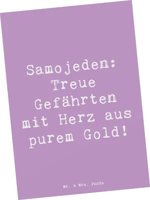 Produktbild von Mr. & Mrs. Panda Postkarte Spruch Samojede Herz - Lavendeltraum - Geschenk, Ansichtskarte, verspielte Natur, Grußkarte, Hunderassen Vielfalt, Ansichtskarten, liebevoll