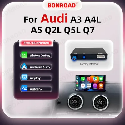 Zdjęcie produktu dla BONROAD – bezprzewodowy interfejs CarPlay i Android Auto do Audi A3 / A4L / A5 / Q2L / Q5L / Q7 (wyświetlacz 8,3″) – oprogramowanie MMI: CLU – dekoder typu „plug and play”