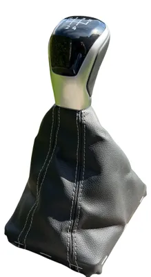 Image de Pommeau de levier de vitesse, 5 vitesses, pour VW Golf 8, berline ou break, en cuir noir, modèle d'origine