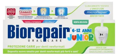 Obrázek produktu pro Biorepair Junior Dětská Zubní Pasta proti Zubnímu Kazu Bez Fluoridu 6-12 let - 75ml
