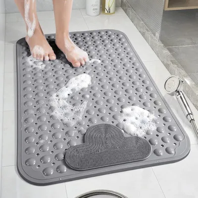 Produktbild von Duschmatte rutschfest, 70 x 40 cm rutschfeste Badematte mit Saugn?pfen, Duscheinlage Komfort Massage, Antirutschmatte Dusche Maschinenwaschbar, Grau