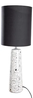 Image de Lampe de table Gilde, collection "Modern Art", en céramique, noire et blanche, lot de 2, hauteur 66,5 cm, diamètre 24 cm. Référence : 55900 4063387559000