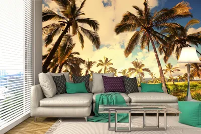 Produktbild von Vlies Fototapete PALMENPLANTAGE 375 x 250 cm (inkl. Kleister) - Vlies Tapete, Wandtapete, Wandbilder - Tapete für Wohnzimmer Schlafzimmer, Büro, Küche - Montagefertig
